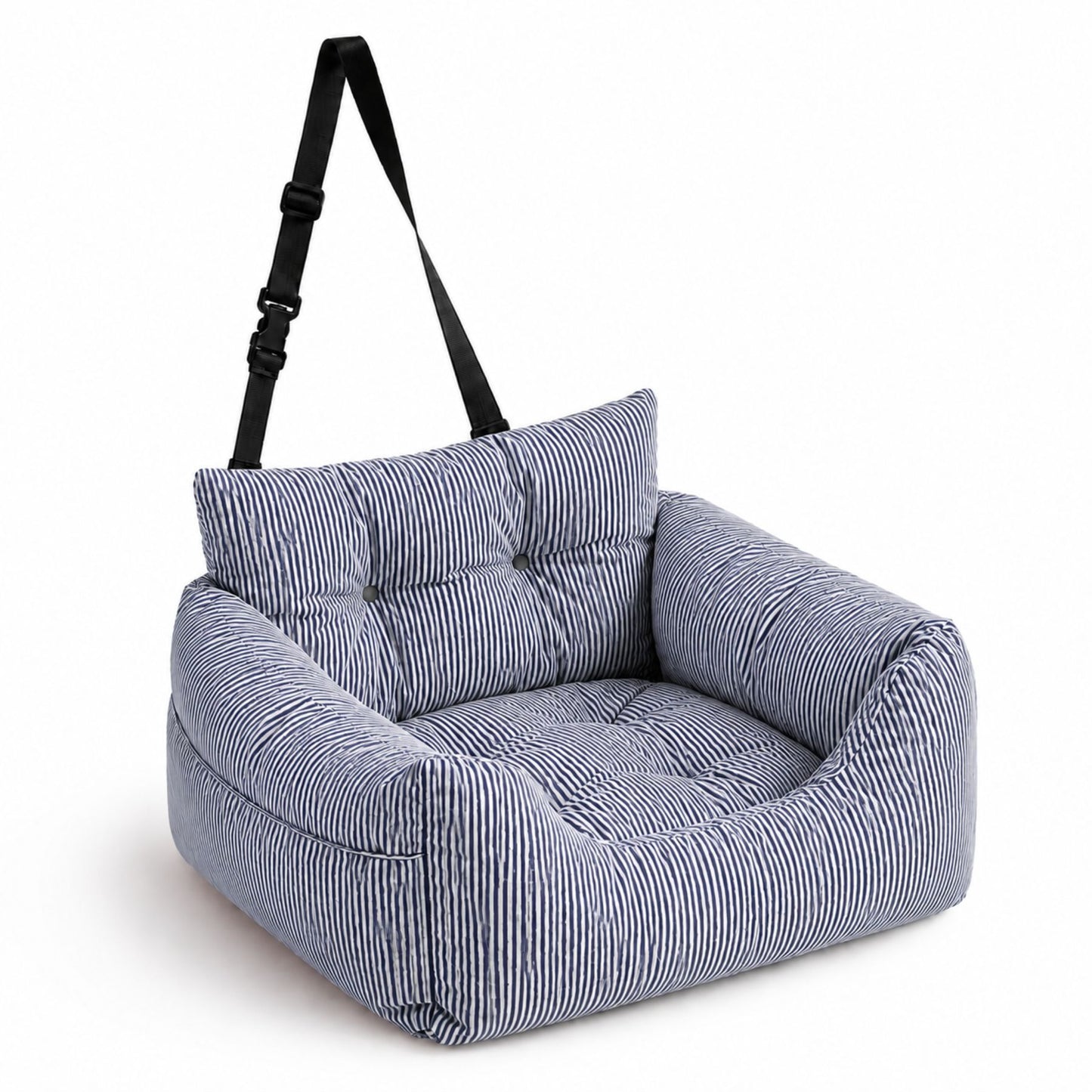 Dog Car Seat Bed with Secure Strap, Portable Pet Booster Seat for Small Dogs and Cats