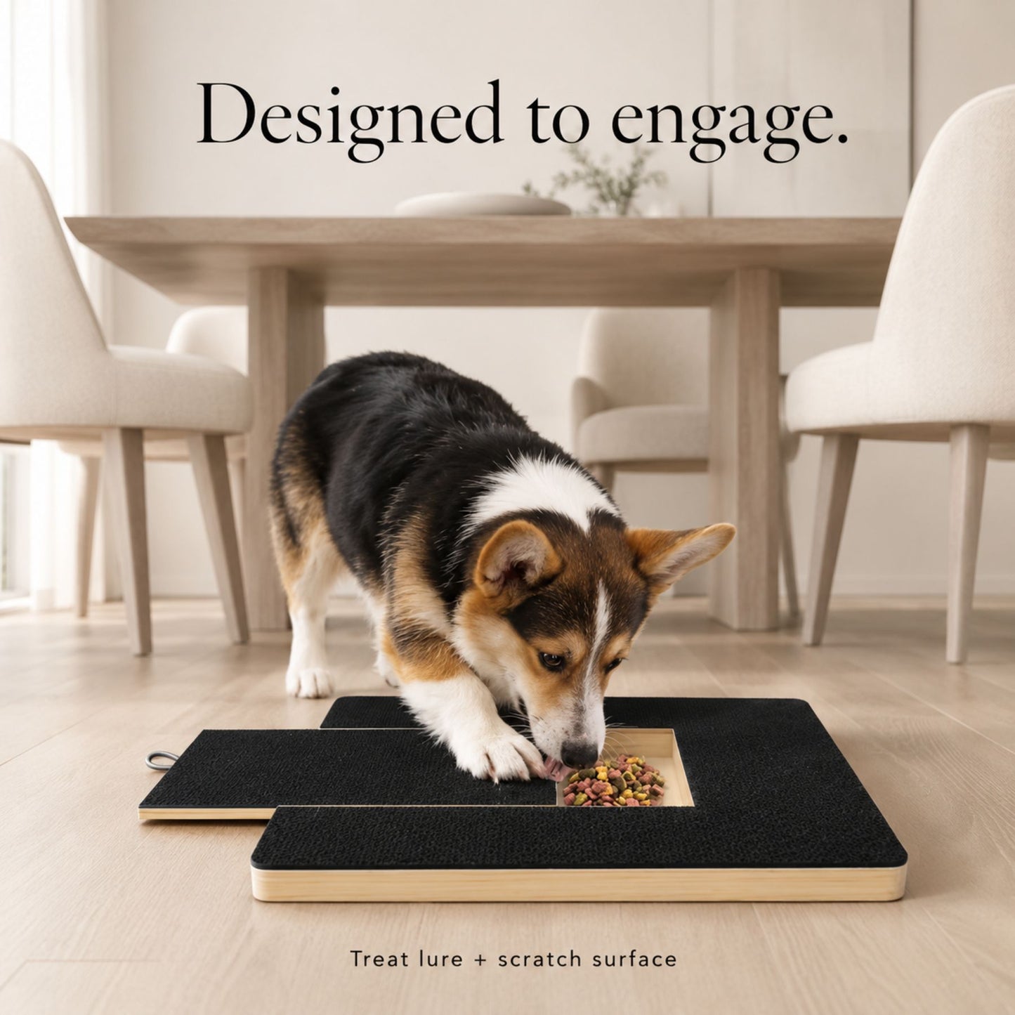 Dog Nail Scratch Board with Treat Drawer – Bamboo Pet Nail File Pad for Dogs & Cats