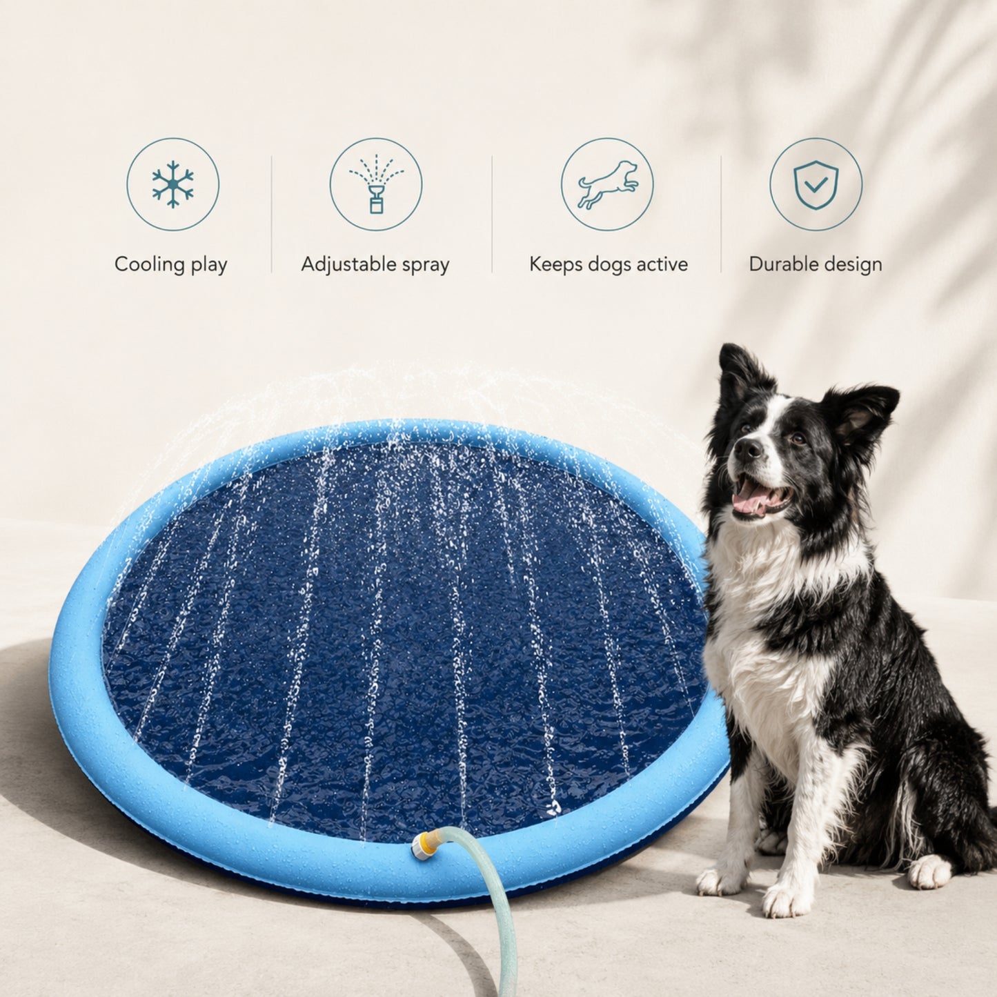 Dog Splash Pad Sprinkler Mat, Inflatable Outdoor Pet Water Play Pool for Summer Cooling