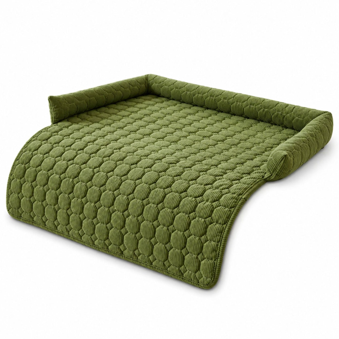 Pet Sofa Cushion 75x75 cm | Quilted Dog & Cat Bed Pad with Raised Bolster Sides
