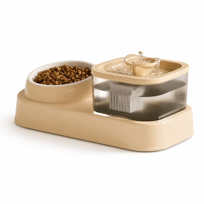 2-in-1 Cat Water Fountain and Food Bowl Feeding Station