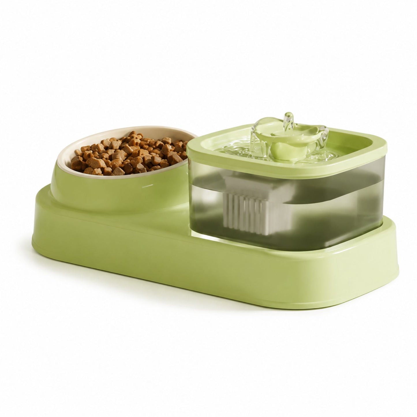 2-in-1 Cat Water Fountain and Food Bowl Feeding Station