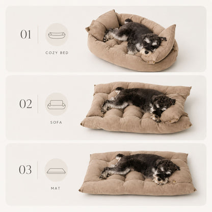 3-in-1 Convertible Plush Pet Bed for Dogs & Cats – Foldable Cushion, Sofa & Sleeping Mat