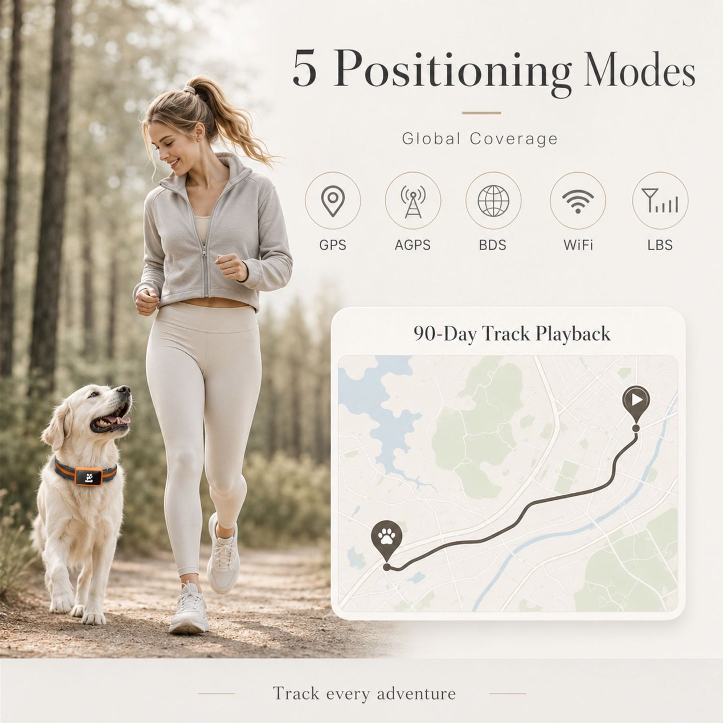 4G GPS Pet Tracker Collar with Mobile App, Real-Time Location Device for Dogs and Cats