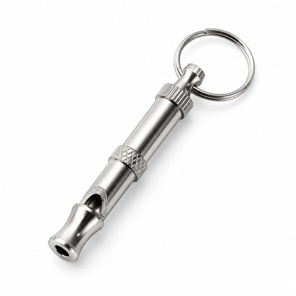 Adjustable Dog Training Whistle with Keychain – Silver Metal Recall & Bark Control Training Tool