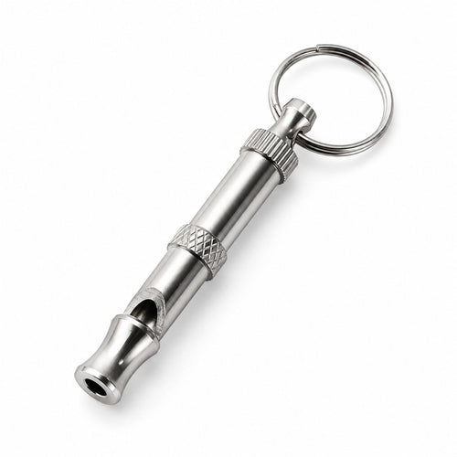 Adjustable Dog Training Whistle with Keychain – Silver Metal Recall & Bark Control Training Tool