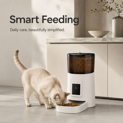 Automatic Smart Pet Feeder for Cats & Dogs with WiFi App Control, Timed Meals, Portion Scheduling and Voice Recording