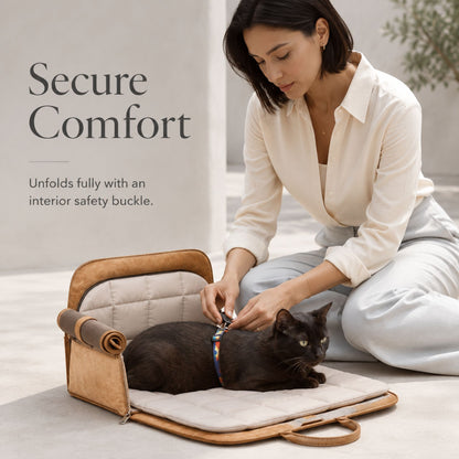 Eco-Friendly Brown Pet Car Seat Carrier Bag for Small Dogs and Cats with Dupont Paper Material and Detachable Cushion