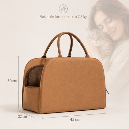 Eco-Friendly Brown Pet Car Seat Carrier Bag for Small Dogs and Cats with Dupont Paper Material and Detachable Cushion