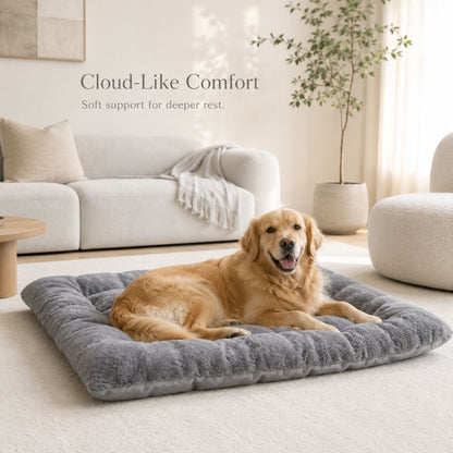 CloudRest Plush Dog Bed | Extra Soft Grey Pet Sofa Mat for Small, Medium & Large Dogs