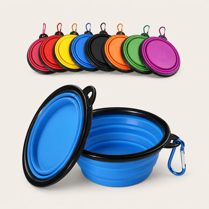Collapsible Pet Travel Bowl for Dogs & Cats – Portable Silicone Water & Food Bowl with Carabiner