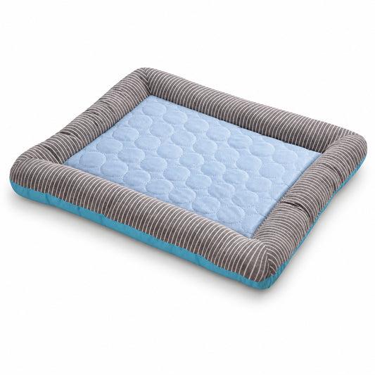 Cooling Dog Bed Mat with Raised Edges – Breathable Pet Cooling Pad with Soft Cushion Support, Washable Pet Bed for Small Medium Large Dogs