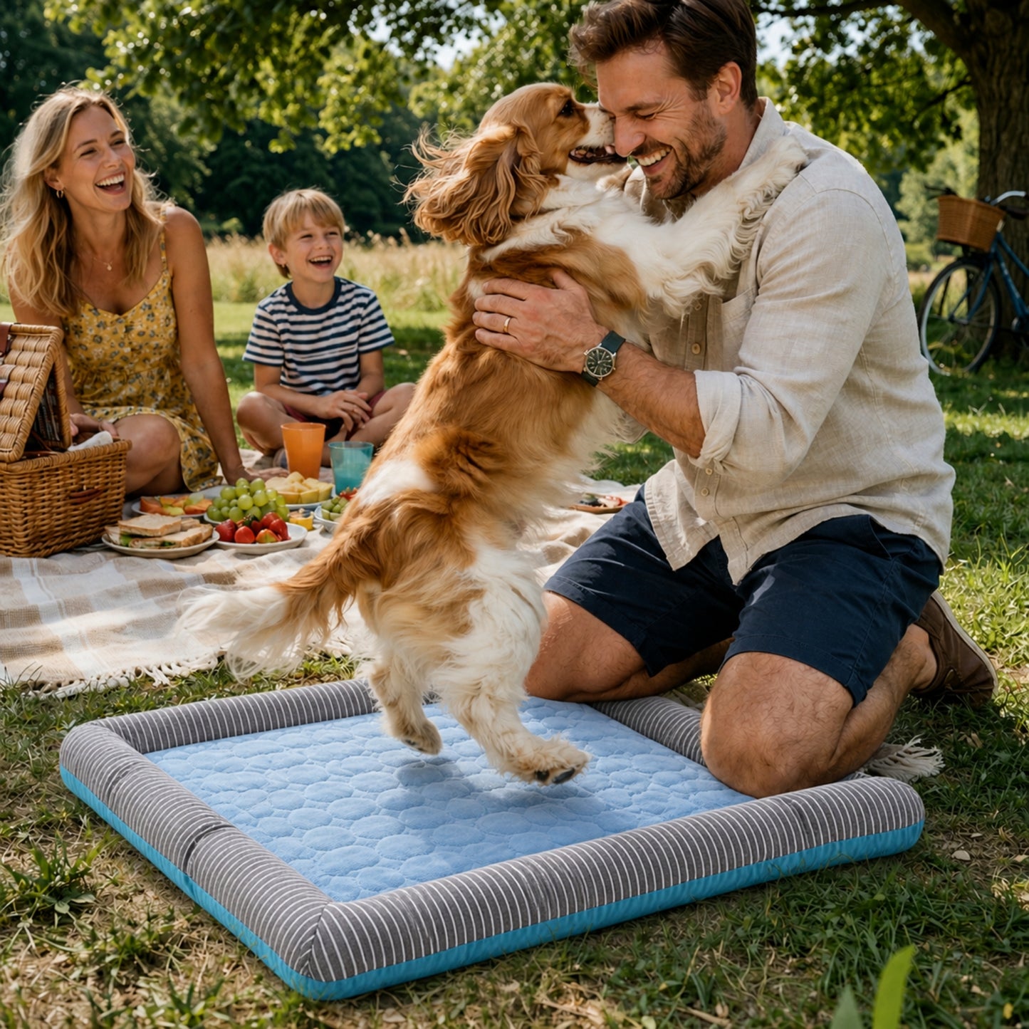 Cooling Dog Bed Mat with Raised Edges – Breathable Pet Cooling Pad with Soft Cushion Support, Washable Pet Bed for Small Medium Large Dogs