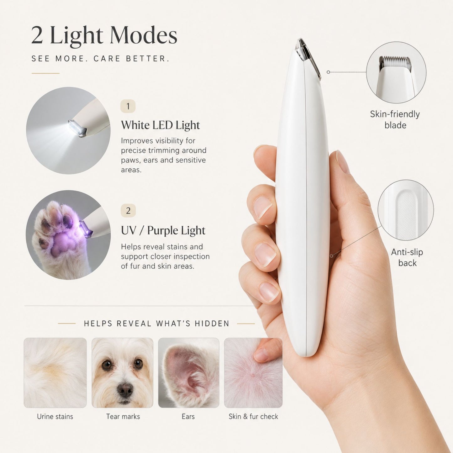 Cordless LED Pet Paw Hair Trimmer for Dogs and Cats – Precision Grooming Clipper