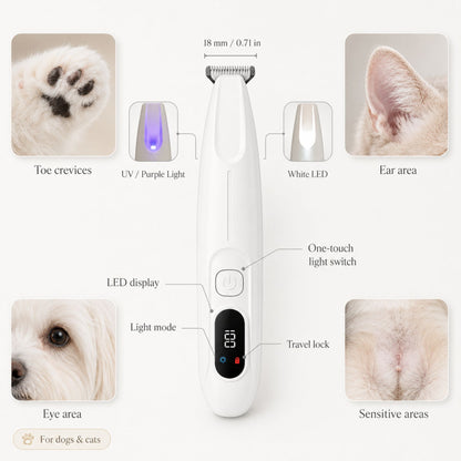 Cordless LED Pet Paw Hair Trimmer for Dogs and Cats – Precision Grooming Clipper