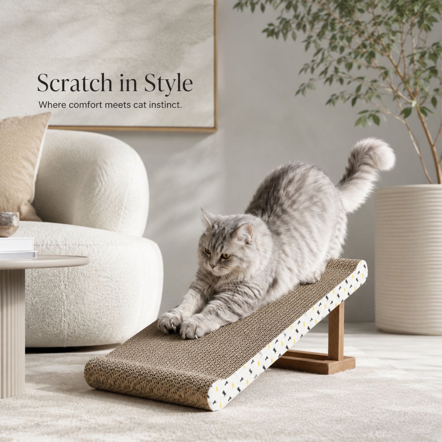 Corrugated Cardboard Cat Scratcher for Indoor Cats