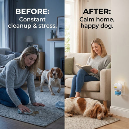 Dog Calming Plug-In Diffuser Set with 48 ml Soothing Liquid, Up to 30 Days of Comfort