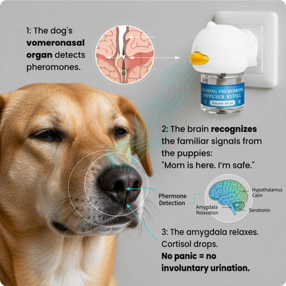 Dog Calming Plug-In Diffuser Set with 48 ml Soothing Liquid, Up to 30 Days of Comfort