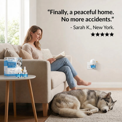 Dog Calming Plug-In Diffuser Set with 48 ml Soothing Liquid, Up to 30 Days of Comfort