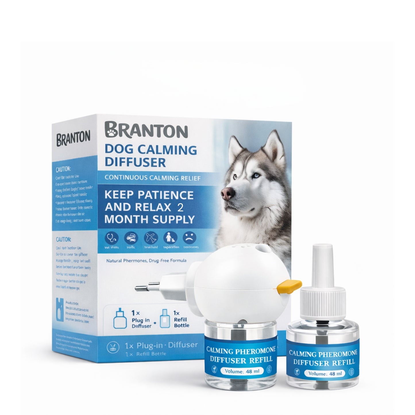 Dog Calming Plug-In Diffuser Set with 48 ml Soothing Liquid, Up to 30 Days of Comfort