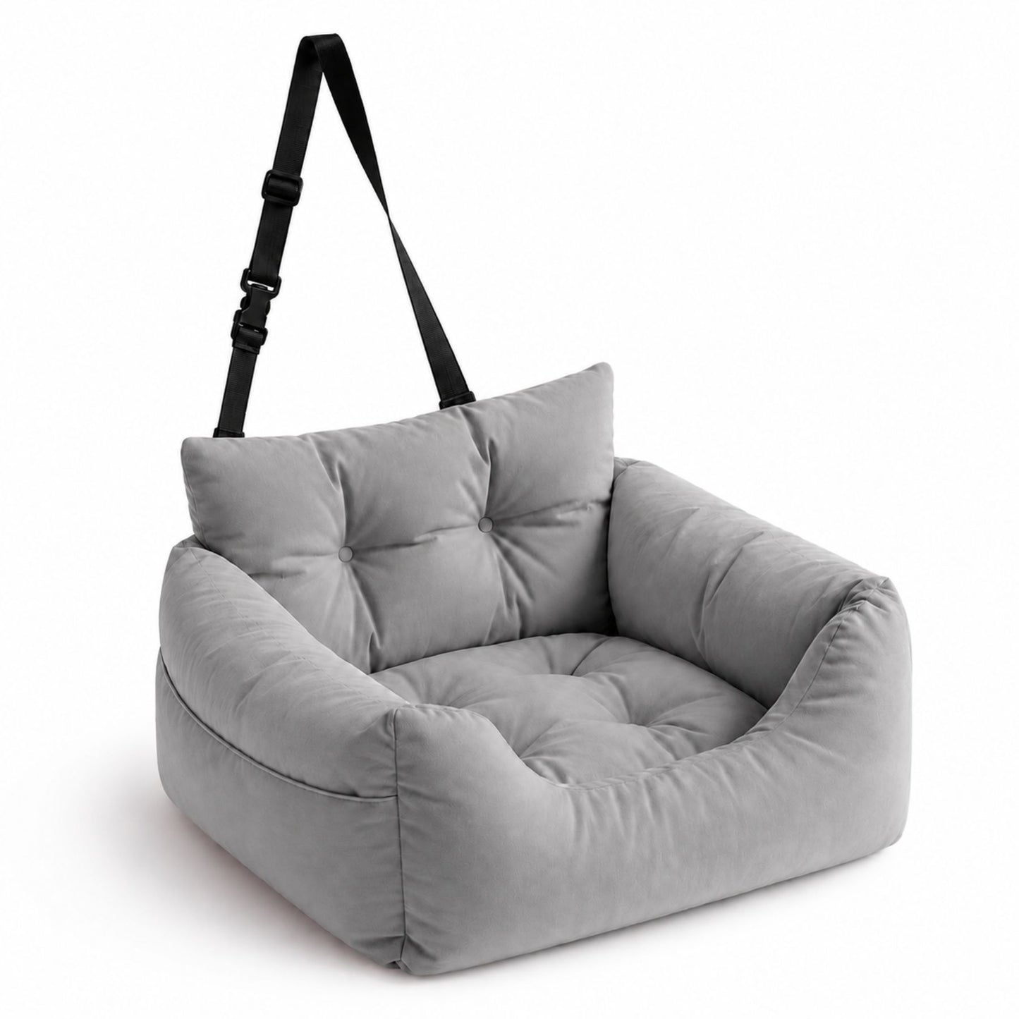 Dog Car Seat Bed with Secure Strap, Portable Pet Booster Seat for Small Dogs and Cats