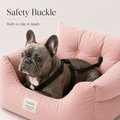 Dog Car Seat Bed with Secure Strap, Portable Pet Booster Seat for Small Dogs and Cats