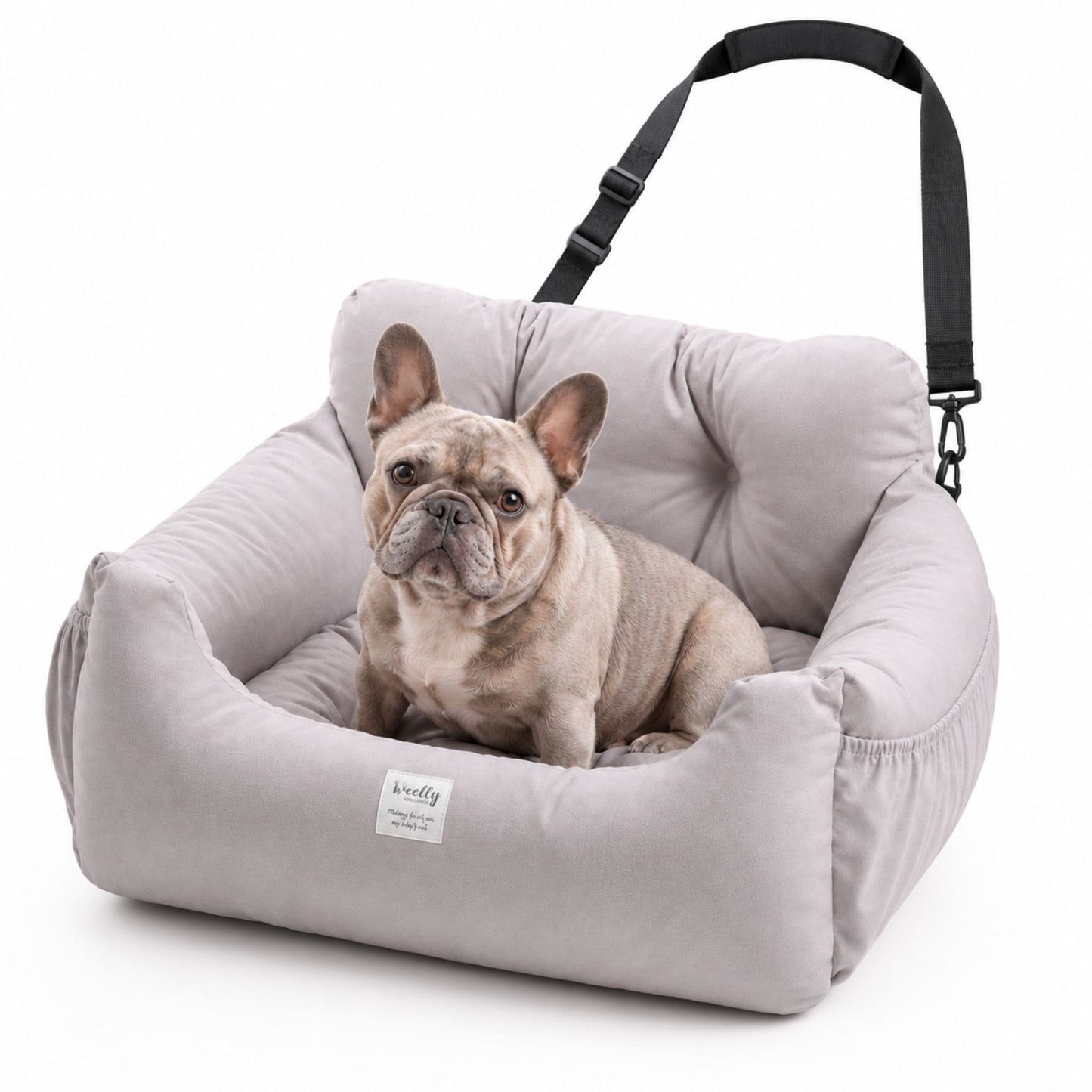 Dog Car Seat Bed with Secure Strap, Portable Pet Booster Seat for Small Dogs and Cats