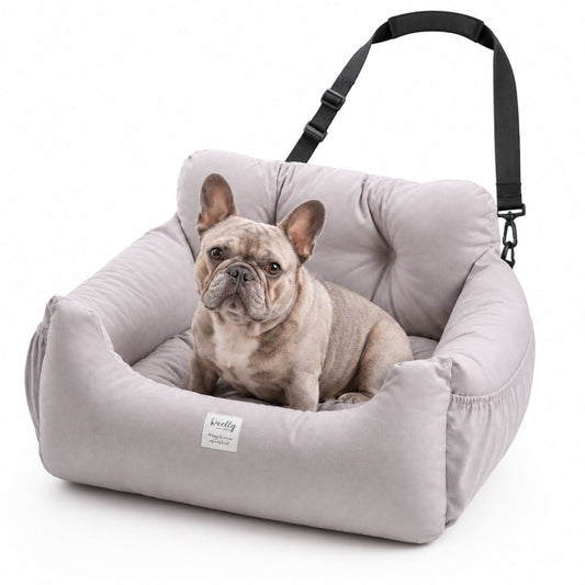 Dog Car Seat Bed with Secure Strap, Portable Pet Booster Seat for Small Dogs and Cats