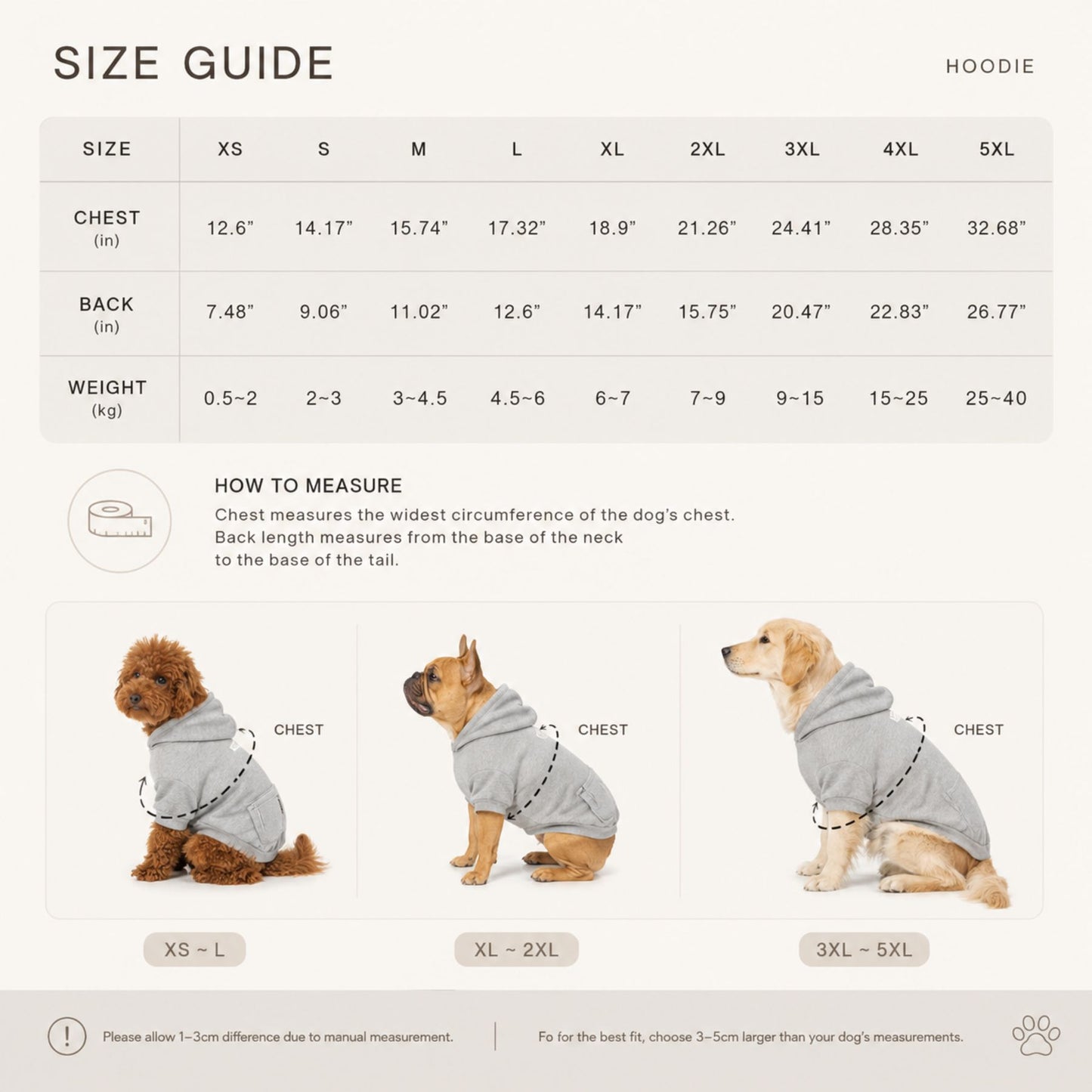 Dog Hoodie with Zippered Back Pocket – Soft Pet Sweatshirt for Small, Medium and Large Dogs