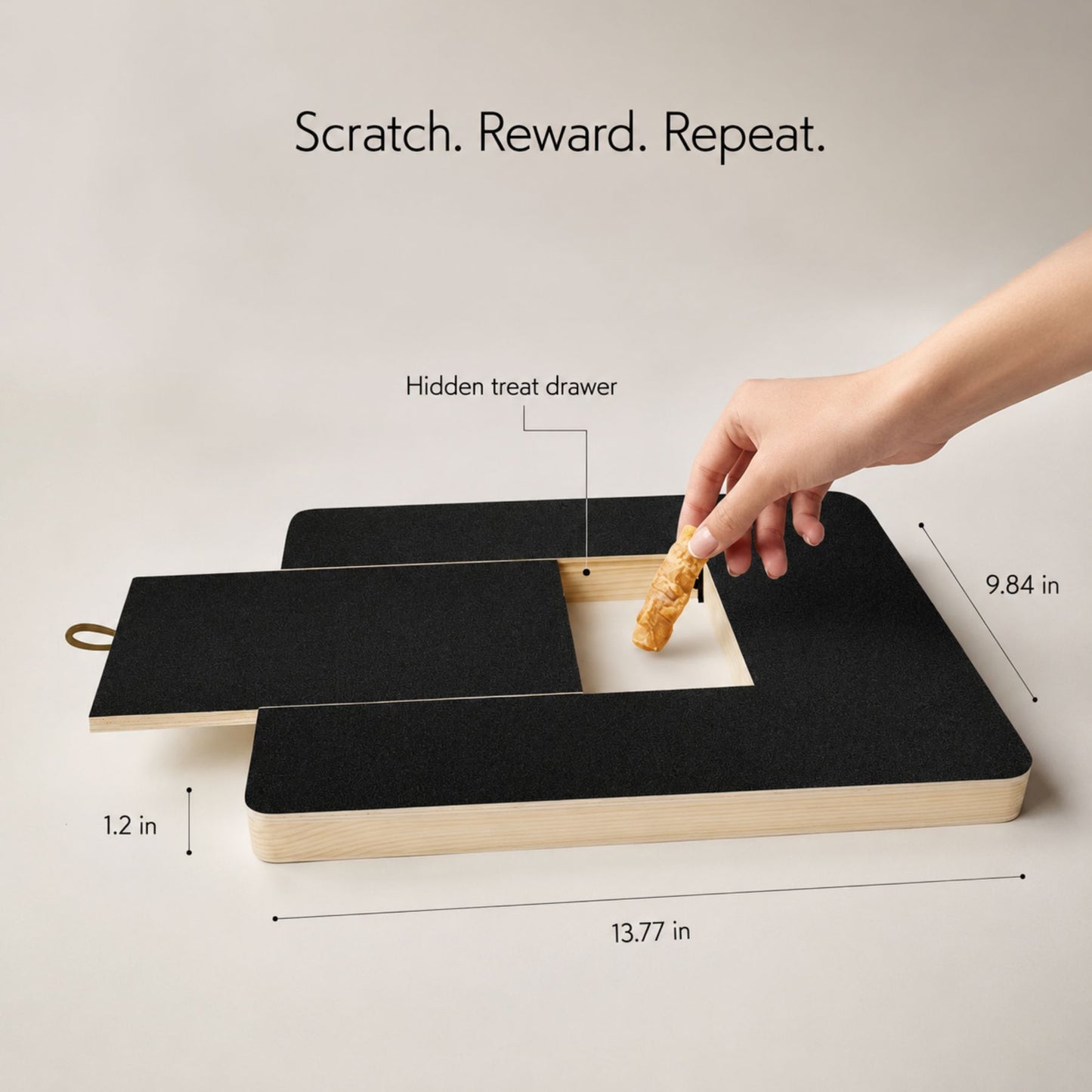 Dog Nail Scratch Board with Treat Drawer – Bamboo Pet Nail File Pad for Dogs & Cats