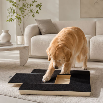 Dog Nail Scratch Board with Treat Drawer – Bamboo Pet Nail File Pad for Dogs & Cats