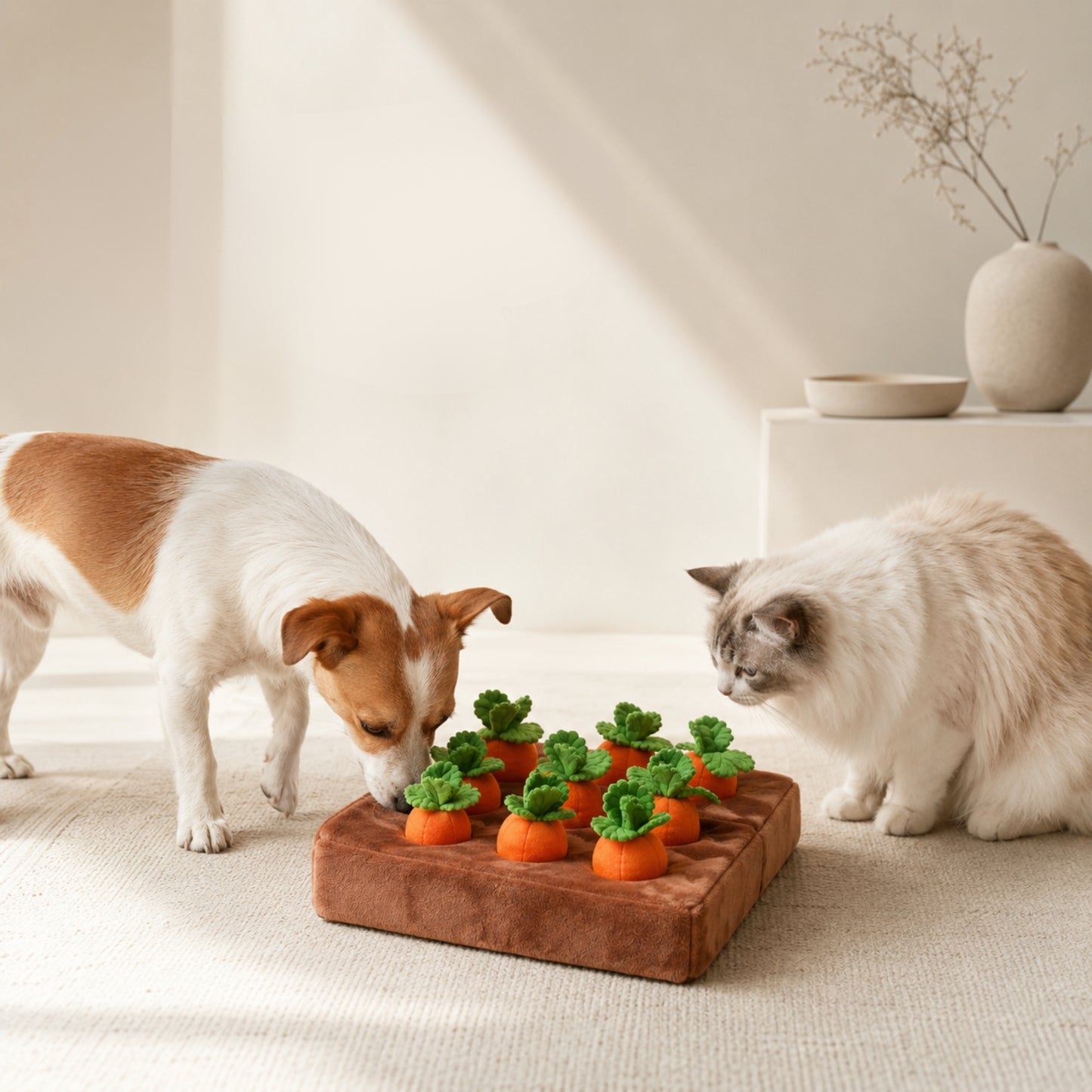 Dog Snuffle Mat Plush Carrot Toy, Interactive Treat Hiding Mat for Dogs and Cats