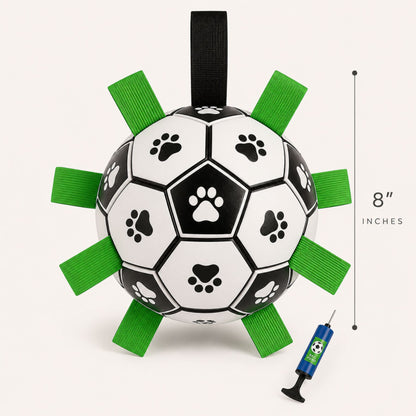 Dog Soccer Ball Toy with Straps for Fetch, Tug and Outdoor Play – Interactive Dog Ball