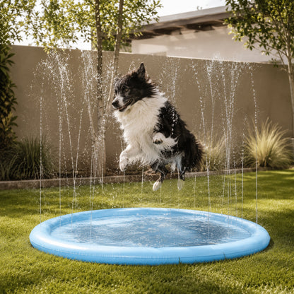 Dog Splash Pad Sprinkler Mat, Inflatable Outdoor Pet Water Play Pool for Summer Cooling