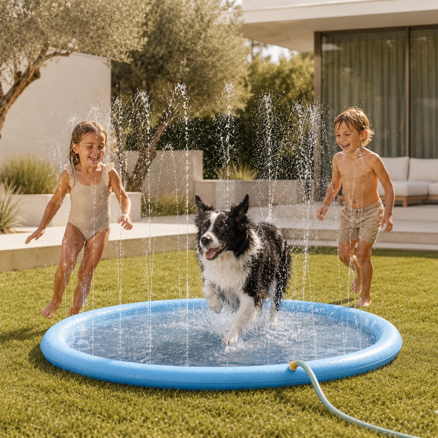 Dog Splash Pad Sprinkler Mat, Inflatable Outdoor Pet Water Play Pool for Summer Cooling
