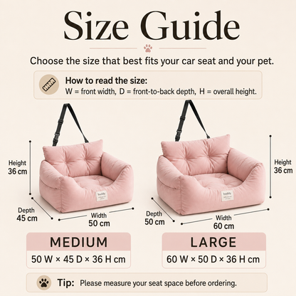 Dog Car Seat Bed with Secure Strap, Portable Pet Booster Seat for Small Dogs and Cats