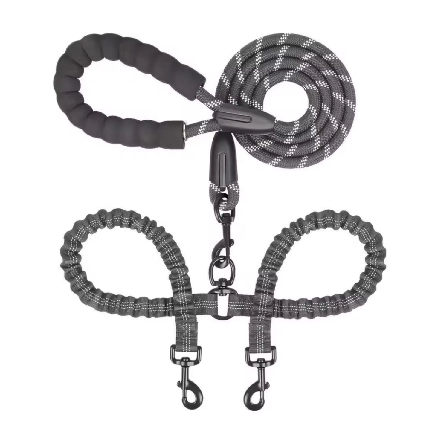 Dual Dog Lead Rope – Shock Absorbing Double Dog Leash with Comfort Handle