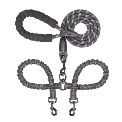 Dual Dog Lead Rope – Shock Absorbing Double Dog Leash with Comfort Handle