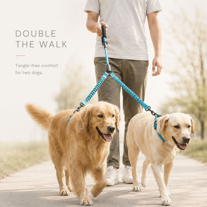 Dual Dog Lead Rope – Shock Absorbing Double Dog Leash with Comfort Handle