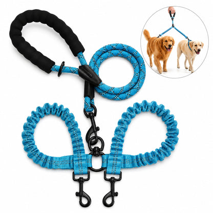 Dual Dog Lead Rope – Shock Absorbing Double Dog Leash with Comfort Handle