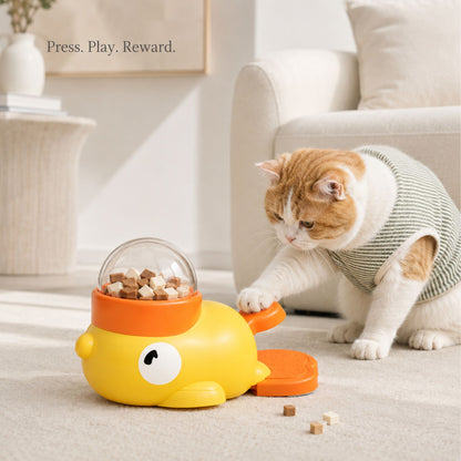 Duck-Shaped Dog and Cat Treat Dispenser Toy with Press Pedal – Interactive Slow Feeding Puzzle Feeder