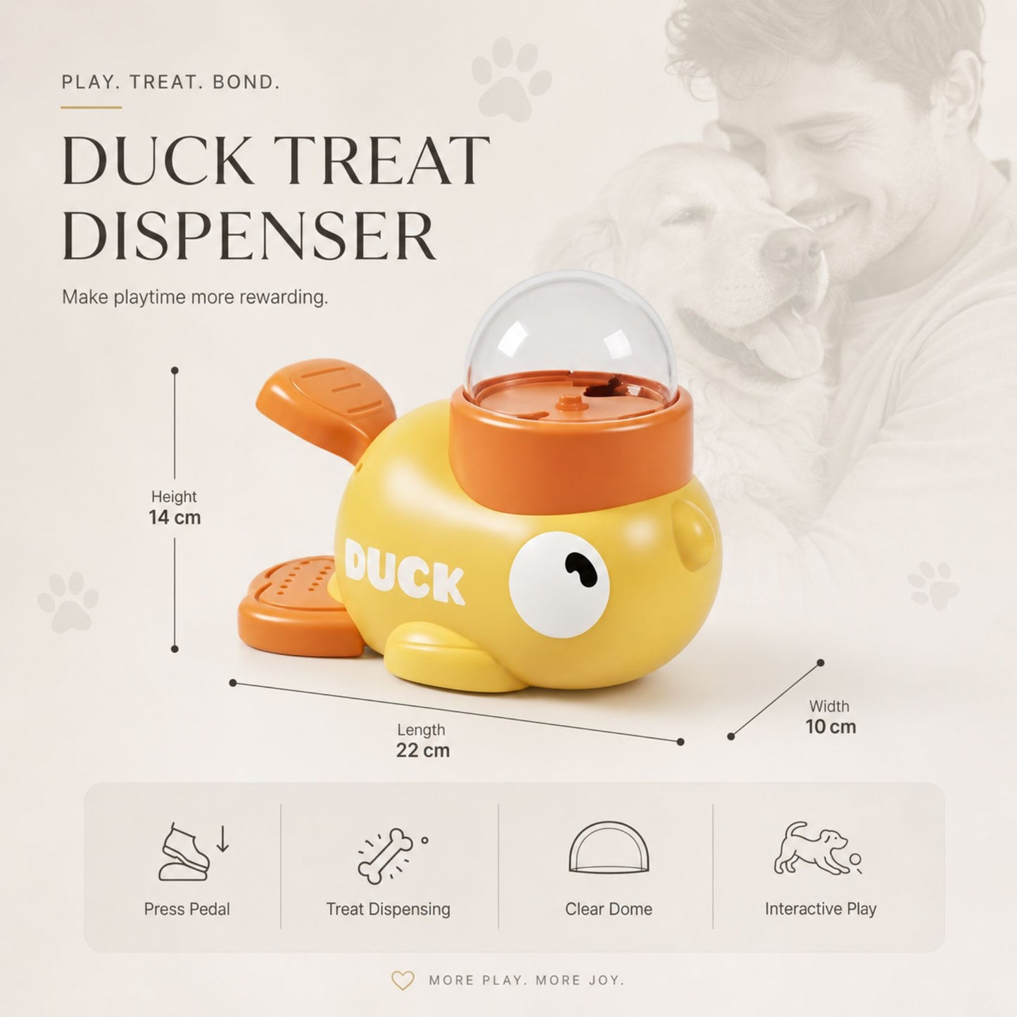 Duck-Shaped Dog and Cat Treat Dispenser Toy with Press Pedal – Interactive Slow Feeding Puzzle Feeder