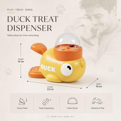 Duck-Shaped Dog and Cat Treat Dispenser Toy with Press Pedal – Interactive Slow Feeding Puzzle Feeder