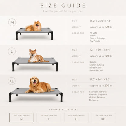 Elevated Cooling Dog and Cat Bed with Breathable Mesh and Metal Frame