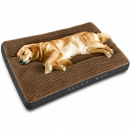 Extra Thick Washable Dog Bed Mat for Medium & Large Dogs – Ultra Soft Ribbed Plush Pet Mattress with Non-Slip Base