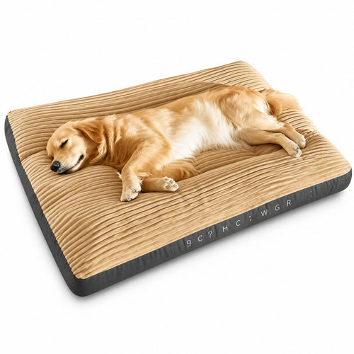 Extra Thick Washable Dog Bed Mat for Medium & Large Dogs – Ultra Soft Ribbed Plush Pet Mattress with Non-Slip Base