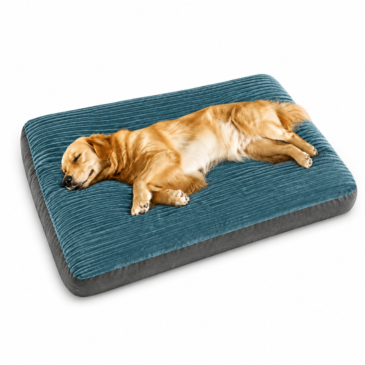 Extra Thick Washable Dog Bed Mat for Medium & Large Dogs – Ultra Soft Ribbed Plush Pet Mattress with Non-Slip Base