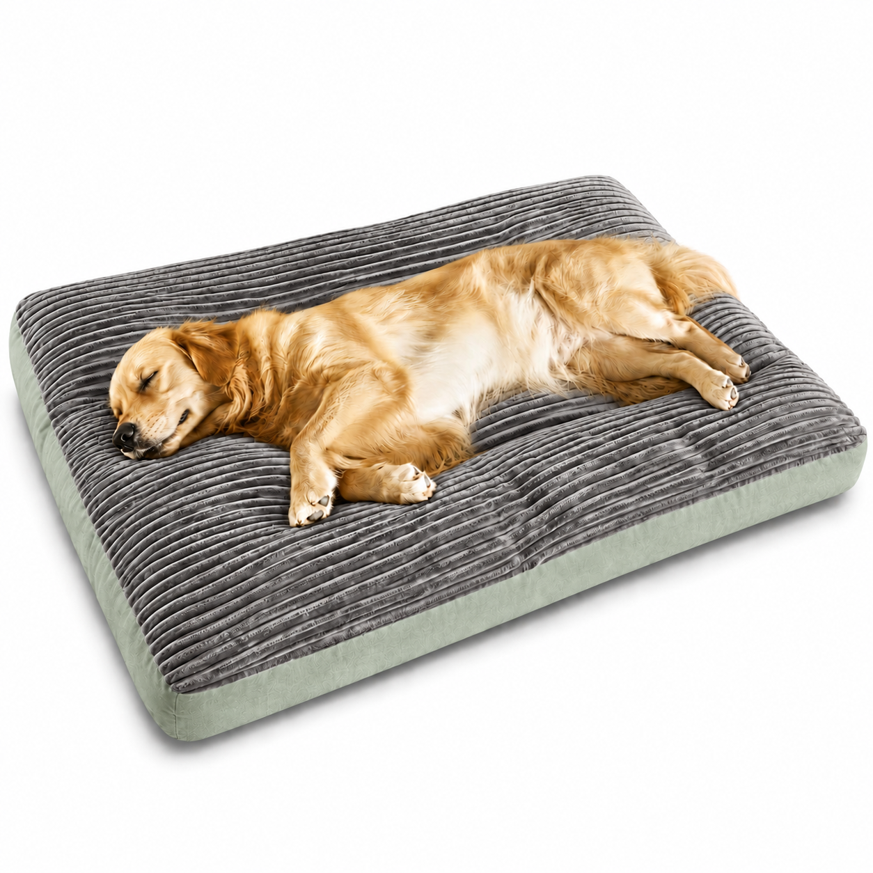 Extra Thick Washable Dog Bed Mat for Medium & Large Dogs – Ultra Soft Ribbed Plush Pet Mattress with Non-Slip Base
