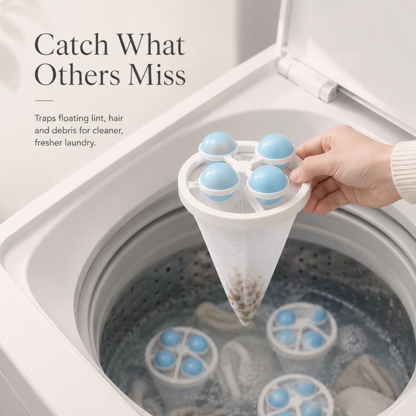 Floating Washing Machine Lint & Hair Catcher – Reusable Mesh Laundry Filter for Top-Load Washers