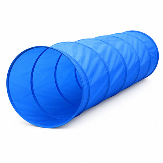 Foldable Dog Agility Tunnel for Training and Play, Blue Outdoor and Indoor Pet Exercise Tunnel